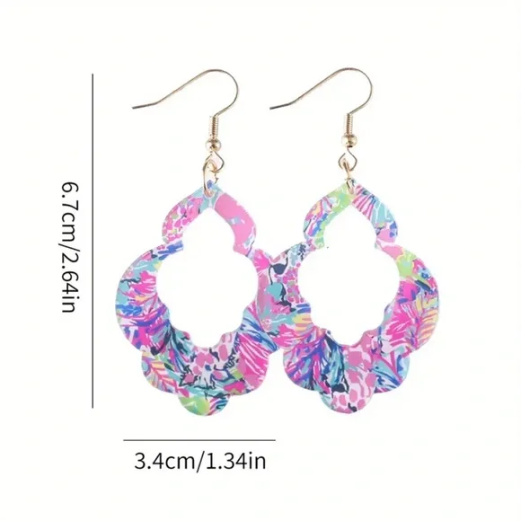 Blue Tropical Drop Earrings - Picture 2 of 2